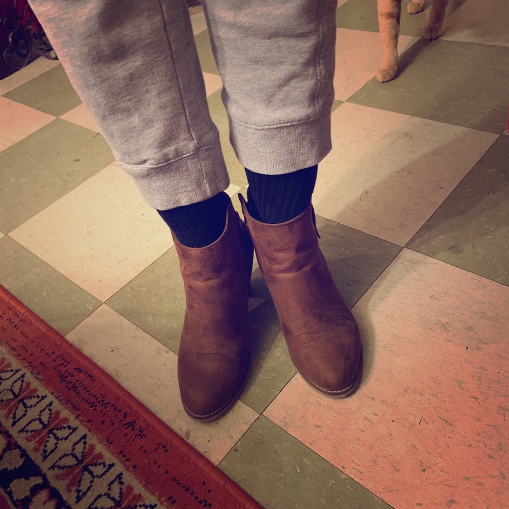 Brown suede ankle boot